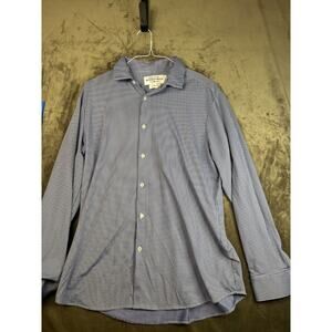 Mizzen Main Shirt Mens XXL 2XL White Blue Plaid Trim Fit Performance Casual -